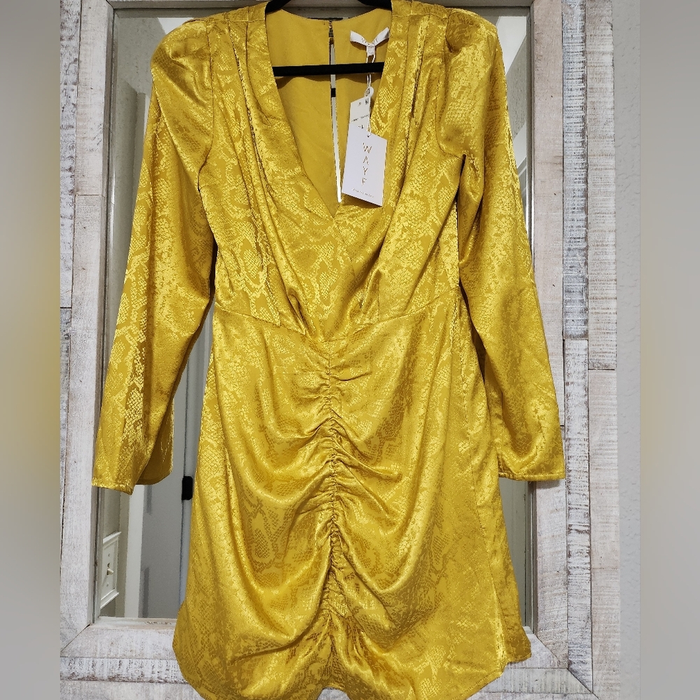 WAYF Rae Ruched Snake Jacquard Dress - Picture 3 of 7